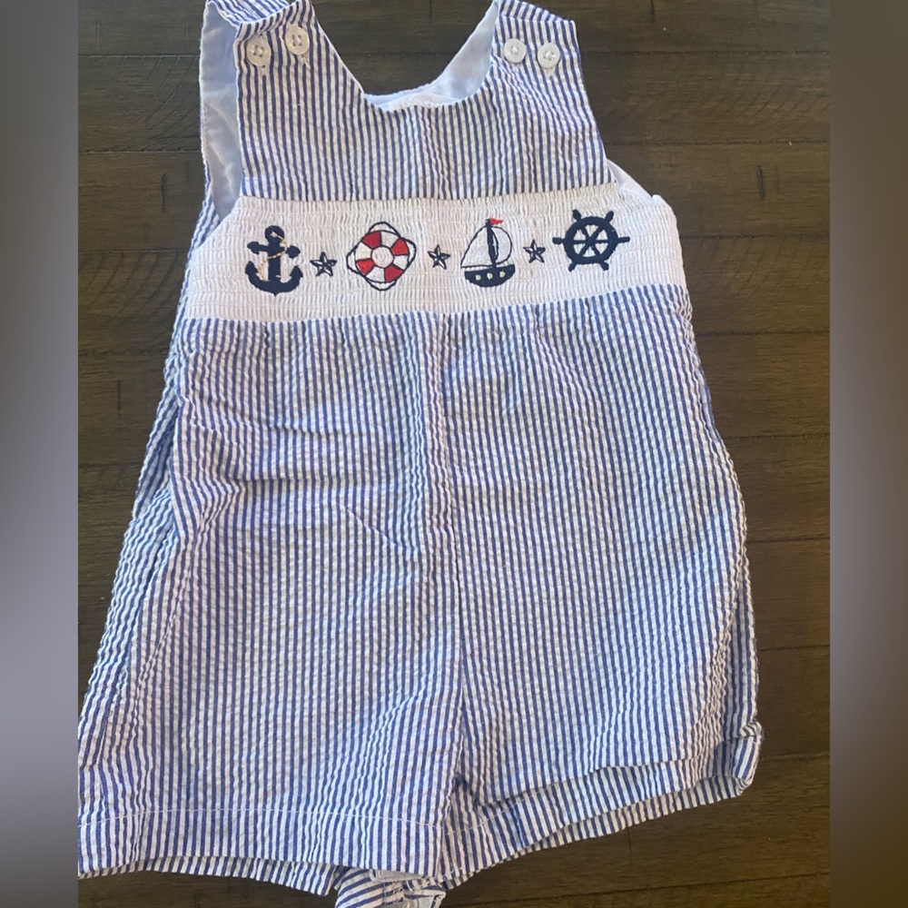 Smocked boys shortalls